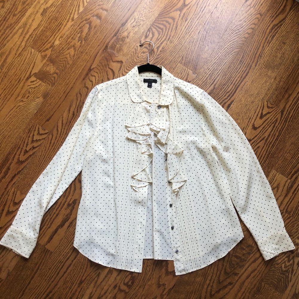 J Crew Business Blouse with Ruffle Detail